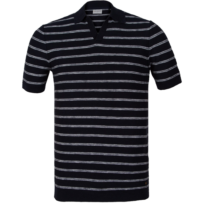 Short Sleeve Stripe Knit V Polo