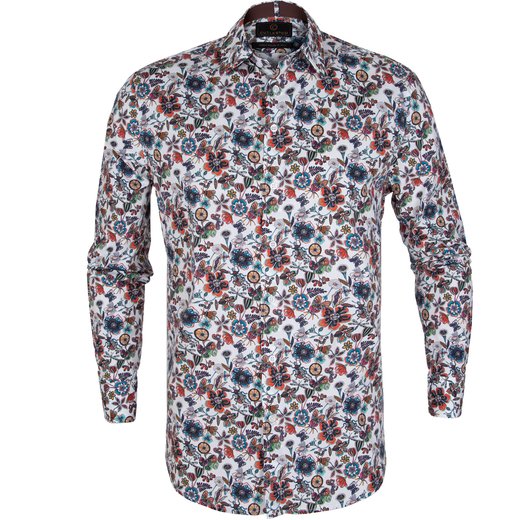 Beaumont Bugs & Flowers Print Stretch Cotton Casual Shirt-new online-Fifth Avenue Menswear
