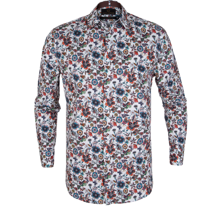 Beaumont Bugs & Flowers Print Stretch Cotton Casual Shirt