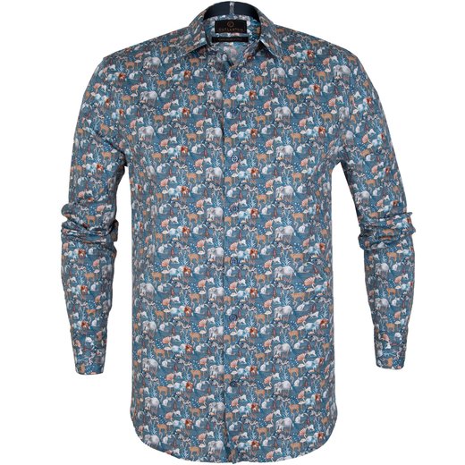 Beaumont Wild Animals Print Stretch Cotton Casual Shirt-new online-Fifth Avenue Menswear