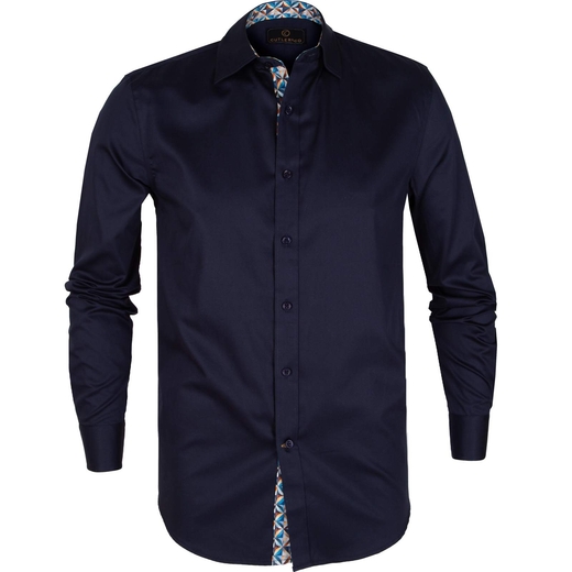 Barrett Cotton Twill Casual Shirt With Geometric Trim-new online-Fifth Avenue Menswear