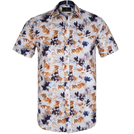 Brent Leaves Print Short Sleeve Shirt-new online-Fifth Avenue Menswear