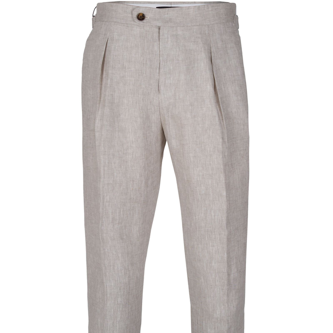 Clive Linen Pleated Side Adjuster Dress Trousers