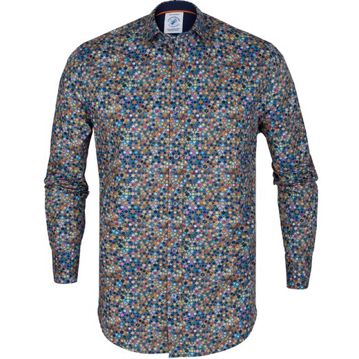 Star Tiles Print Stretch Cotton Shirt-new online-Fifth Avenue Menswear