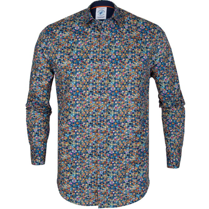 Star Tiles Print Stretch Cotton Shirt