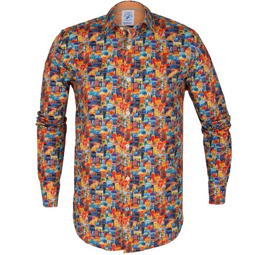 Moroccan Town Print Stretch Cotton Shirt-new online-Fifth Avenue Menswear