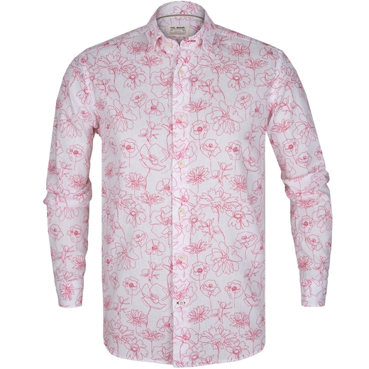 Roma Luxury Cotton & Linen Blend Floral Shirt-new online-Fifth Avenue Menswear