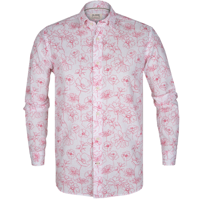 Roma Luxury Cotton & Linen Blend Floral Shirt
