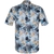 Tropical Print Cotton & Linen Blend Short Sleeve Casual Shirt