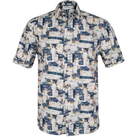 Abstract Print Short Sleeve Casual Shirt-Fifth Avenue Menswear