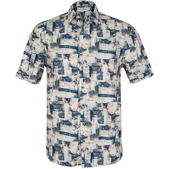 Abstract Print Short Sleeve Casual Shirt