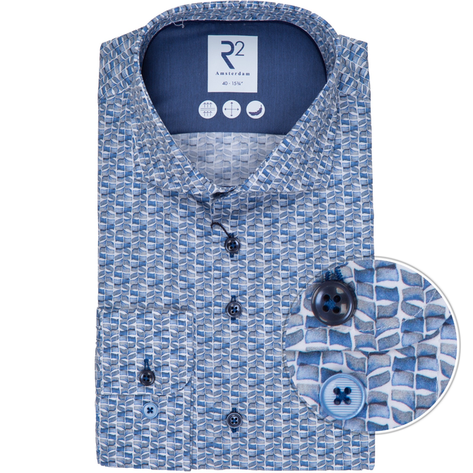 Luxury Cotton Geometric Tiles Print Dress Shirt