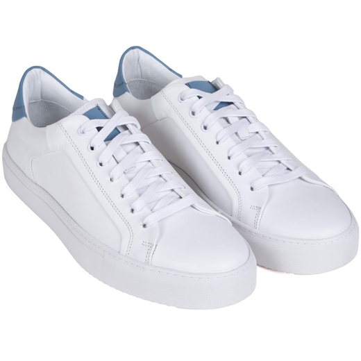 White/Light Blue Byron Leather Sneakers-new online-Fifth Avenue Menswear