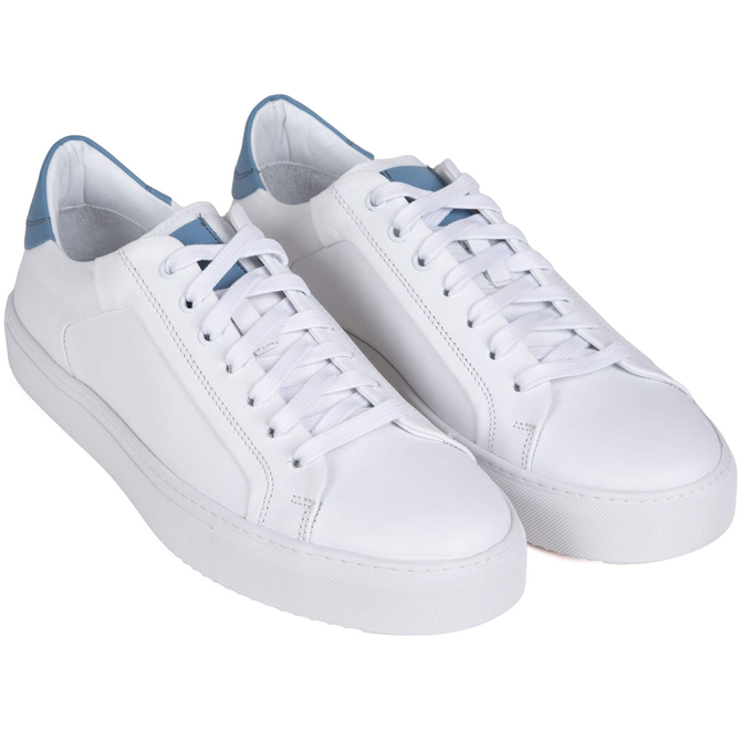 White/Light Blue Byron Leather Sneakers