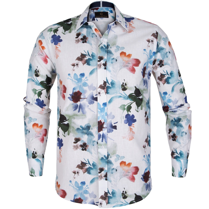 Beaumont Watercolour Print Cotton/Linen Shirt
