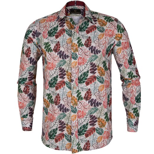 Beaumont Leaves Print Cotton/Linen Shirt-new online-Fifth Avenue Menswear