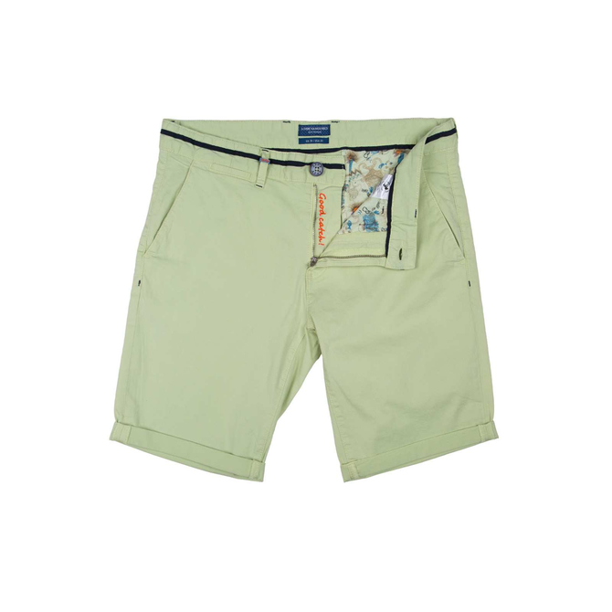 Bright Peached Twill Stretch Cotton Shorts