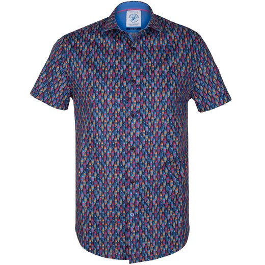 Boat Print Stretch Cotton Short Sleeve Shirt-new online-Fifth Avenue Menswear