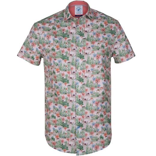 Oasis Print Stretch Cotton Short Sleeve Shirt-new online-Fifth Avenue Menswear