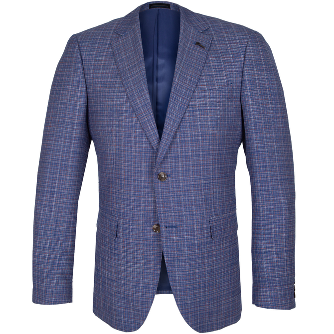 Angelo Wool & Linen Blend Check Blazer