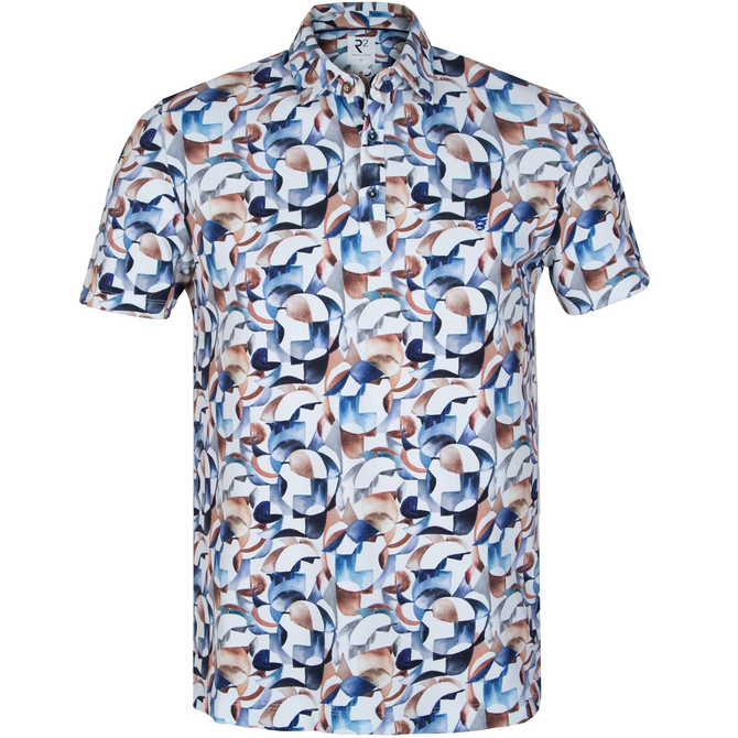 Abstract Geometric Print Fine Pique Polo