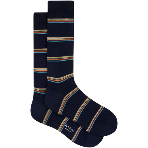 Signature Block Stripe Cotton Socks-new online-Fifth Avenue Menswear