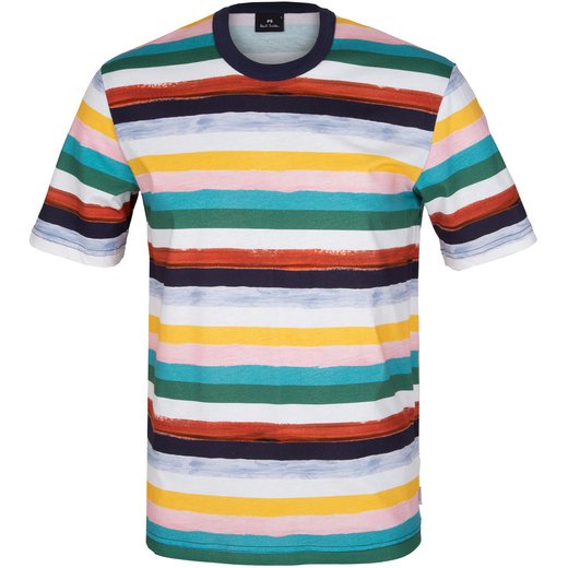 Organic Cotton Painted Stripe Print T-Shirt-new online-Fifth Avenue Menswear