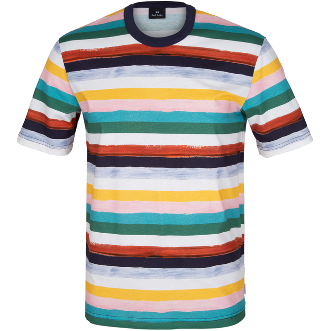 Organic Cotton Painted Stripe Print T-Shirt