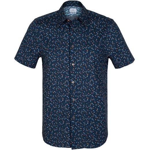 Tailored Fit Small Leaf Print Short Sleeve Shirt-new online-Fifth Avenue Menswear