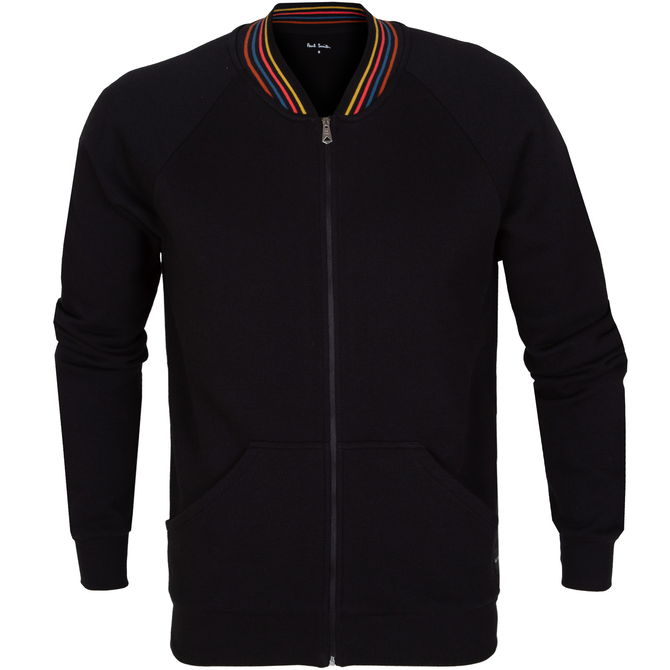 Artist Stripe Collar Zip-up Bomber Sweatshirt