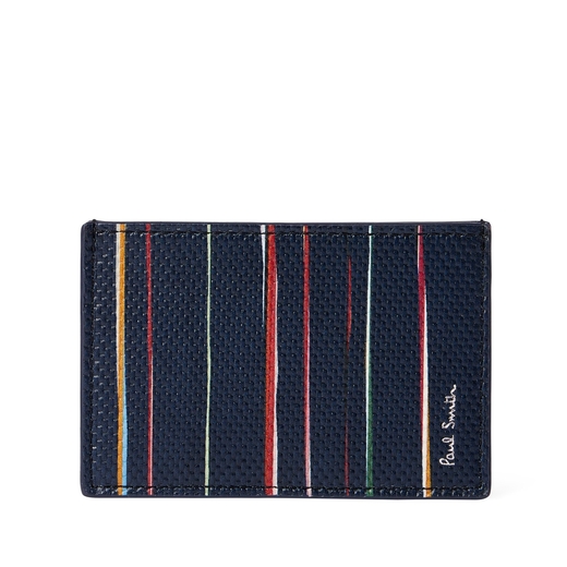 Painted Stripe Leather Credit Card Holder-new online-Fifth Avenue Menswear
