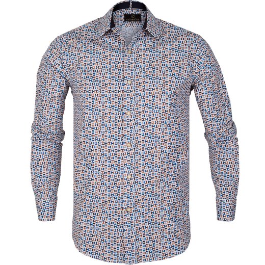 Blake Retro Geometric Print Stretch Cotton Shirt-on sale-Fifth Avenue Menswear