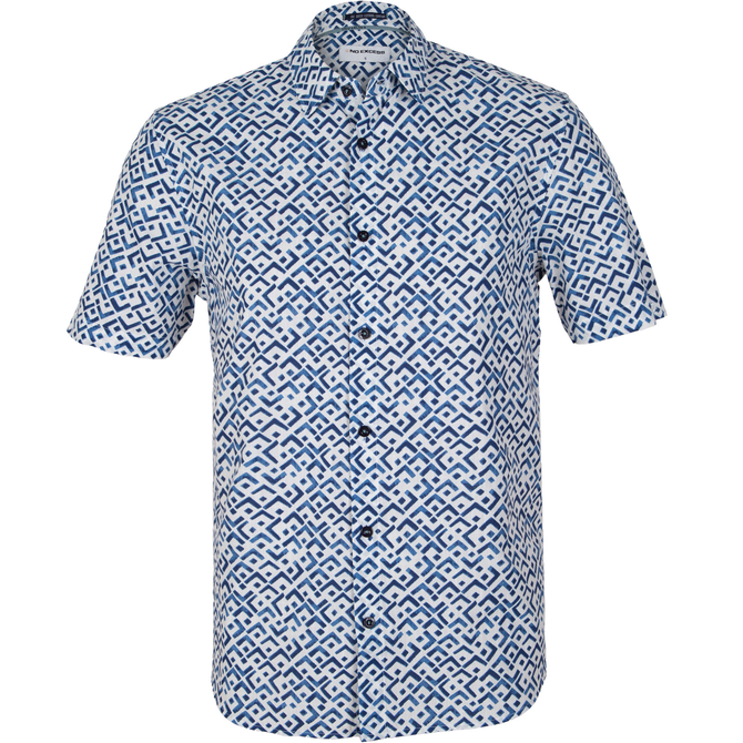 Short Sleeve Geometric Print Casual Shirt