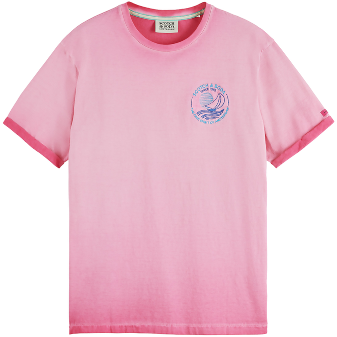 Regular Fit Cold Dye Chest Print T-Shirt