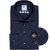Navy Organic Cotton Twill Dress Shirt With Print Trim