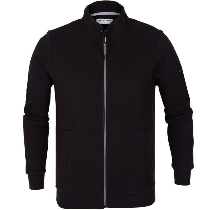Zip-up Stand Collar Sweat Jacket With Relief Pattern
