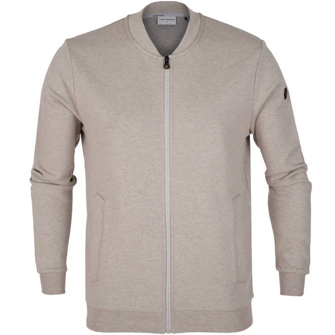 Zip-up Bomber Sweat Jacket With Twill Finish