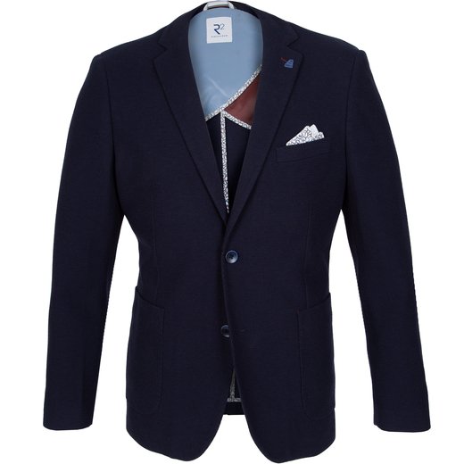 Navy Stretch Cotton Blend Knit Blazer-new online-Fifth Avenue Menswear