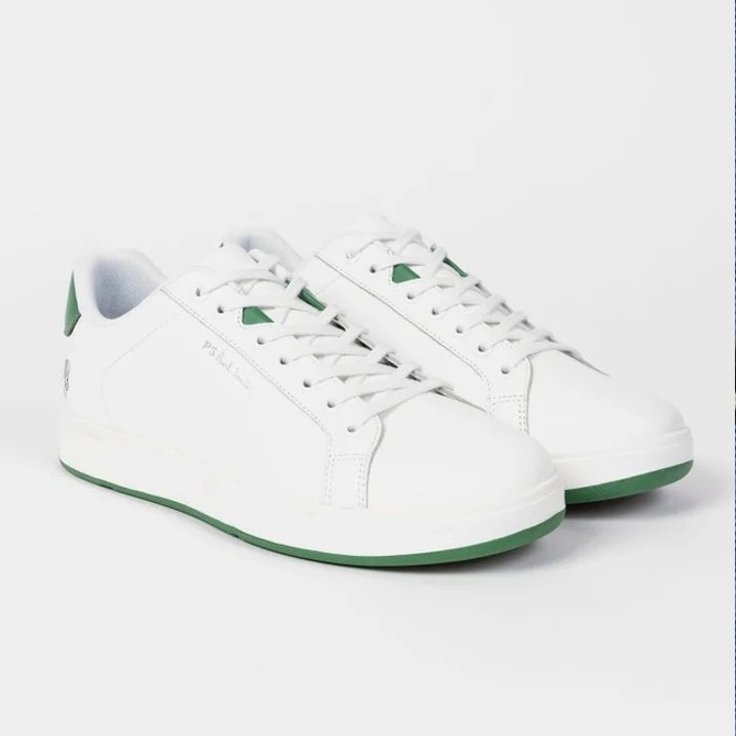 White & Green Albany Leather Sneakers