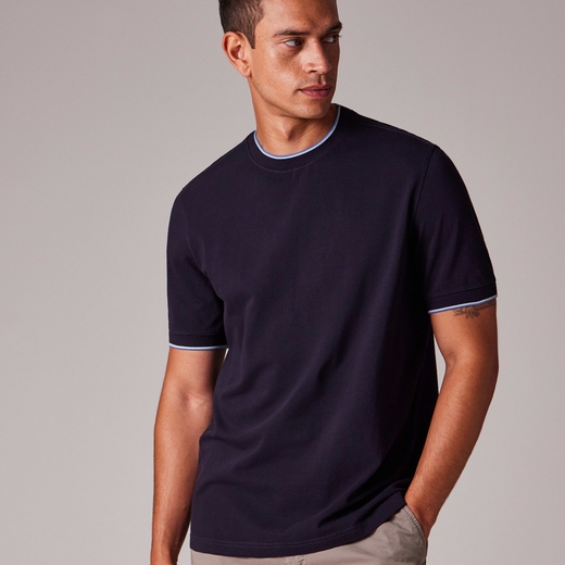 Regular Fit T-Shirt With Contrast Collar & Cuff Trim-new online-Fifth Avenue Menswear