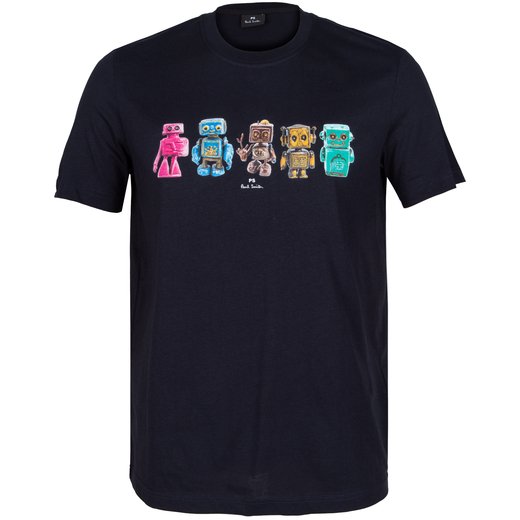 Organic Cotton Robots Print T-Shirt-new online-Fifth Avenue Menswear