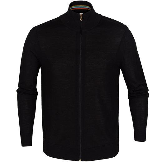 Merino Wool Zip-Up Cardigan With Stripe Detail-new online-Fifth Avenue Menswear