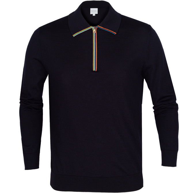 Multi Stripe 1/4 Zip Merino Wool Polo