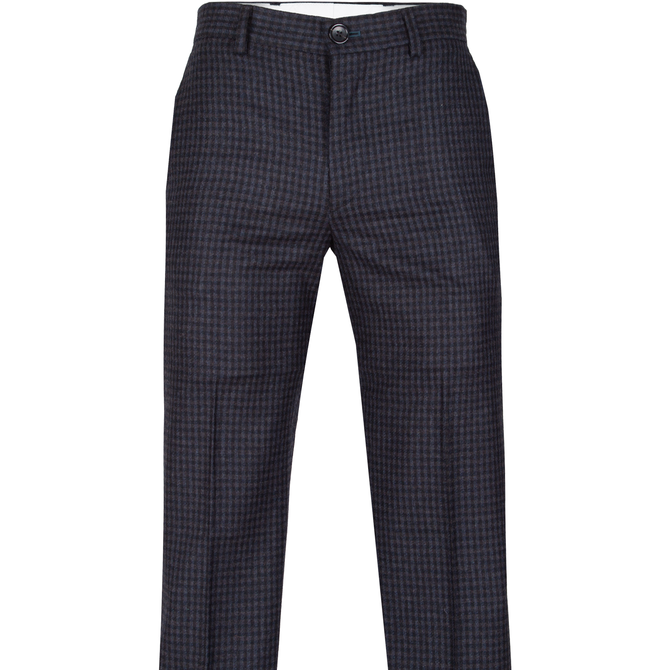 Mid Fit Wool Blend Check Trouser