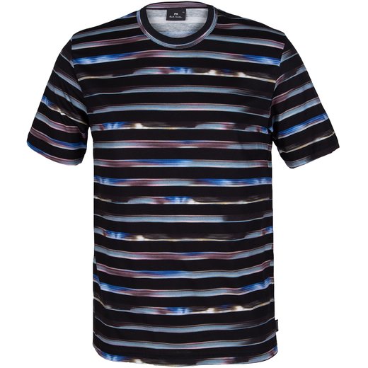 Organic Cotton Blurred Stripe Print T-Shirt-new online-Fifth Avenue Menswear