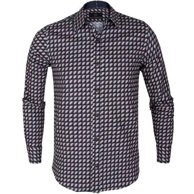 Blake Stretch Cotton Retro Geometric Print Shirt