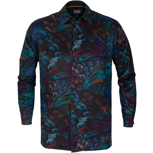 Relaxed Fit Feathers Print Casual Shirt-new online-Fifth Avenue Menswear