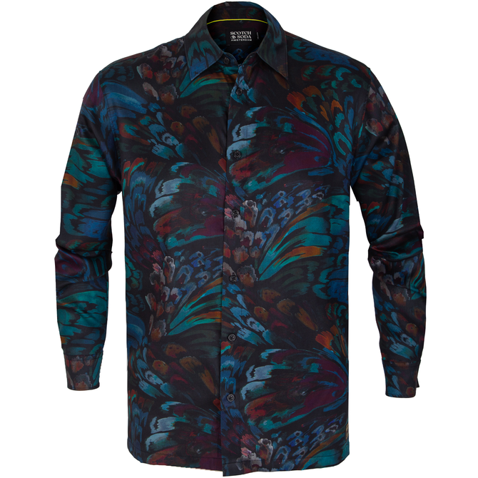 Relaxed Fit Feathers Print Casual Shirt