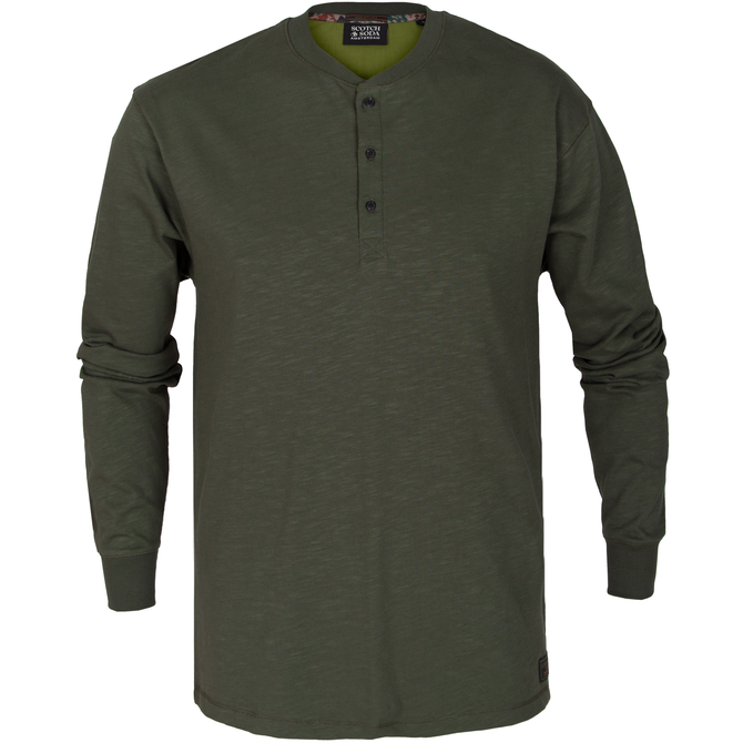 Regular Fit Slub Cotton Henley T-Shirt