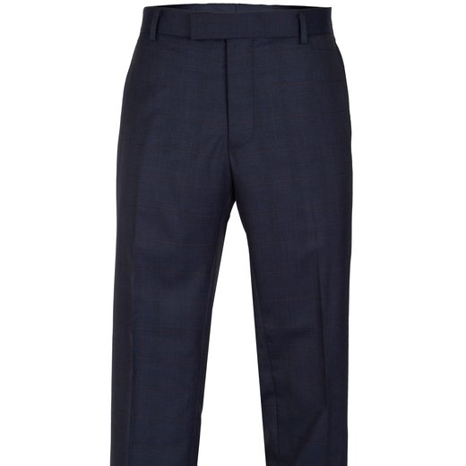 Caper Navy Windowpane Check Wool Dress Trouser-new online-Fifth Avenue Menswear